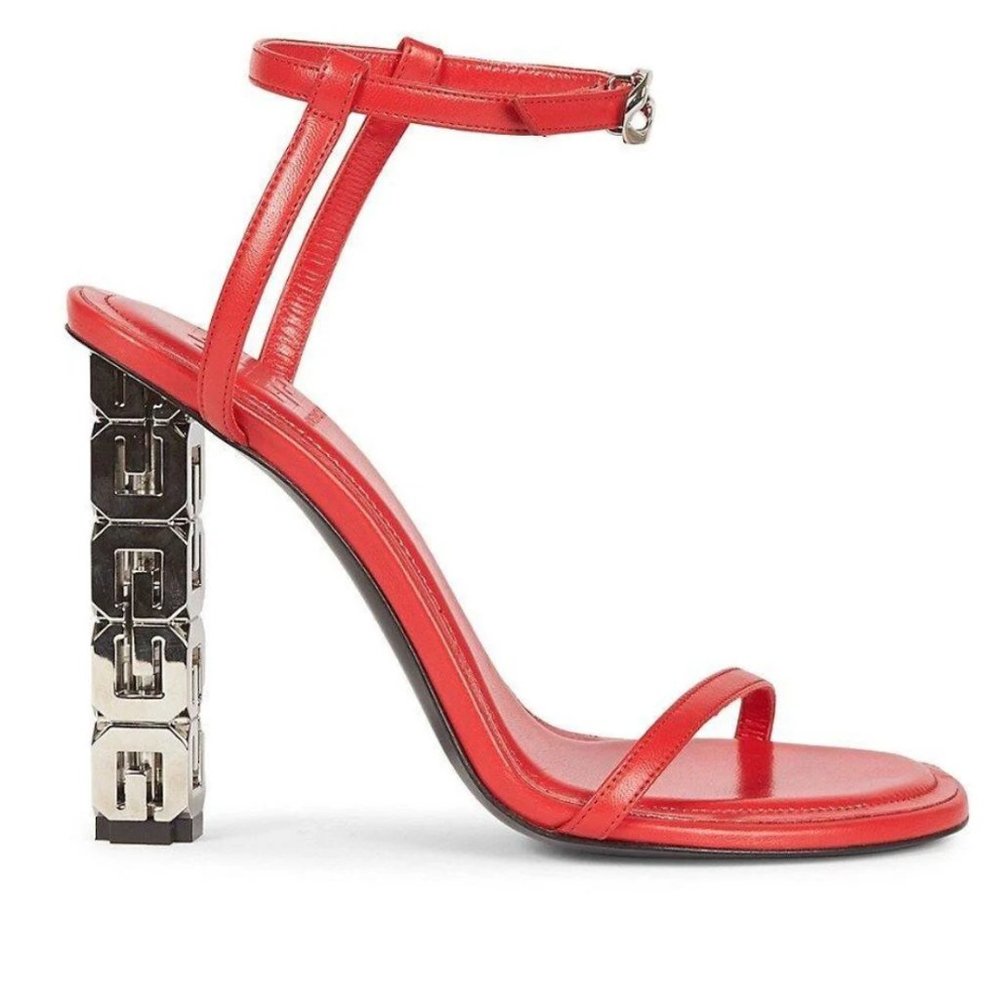 Size 37.5 Givenchy G Cube Ankle sandals in red leather